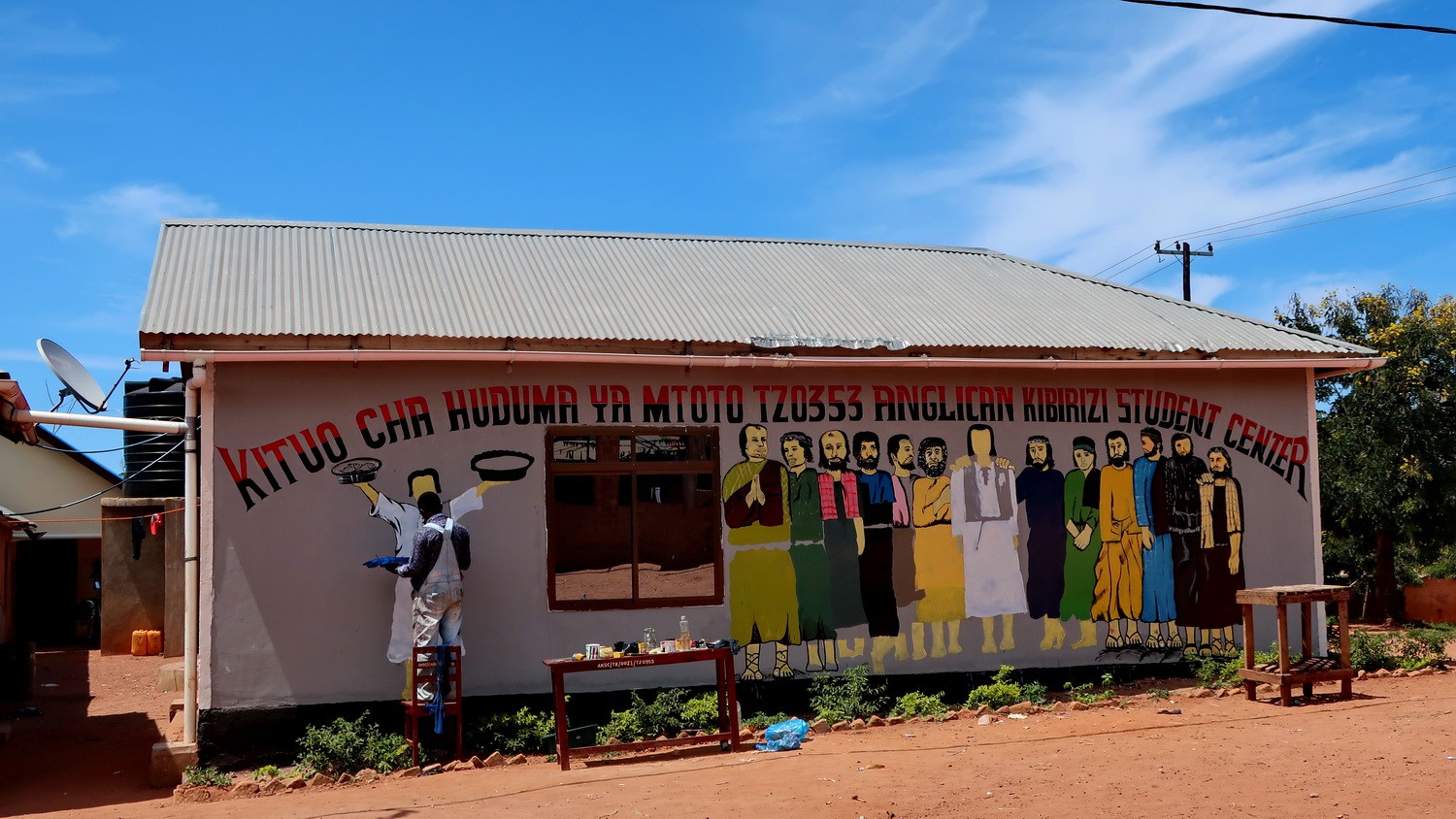 Painting a church in Kigoma